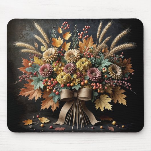 Herbstmuschel mit Weizenhalmen Mousepad (Vorne)