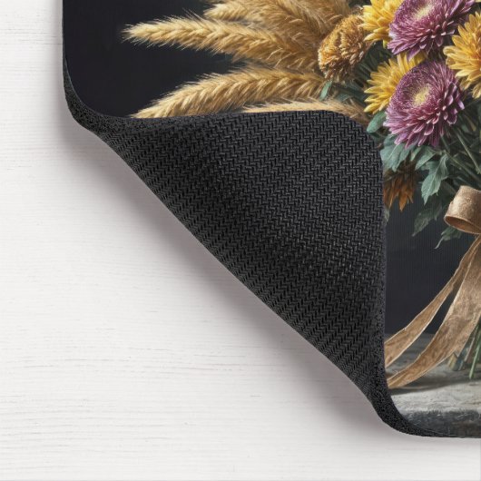 Herbstmuschel mit Weizenhalmen Mousepad (Ecke)