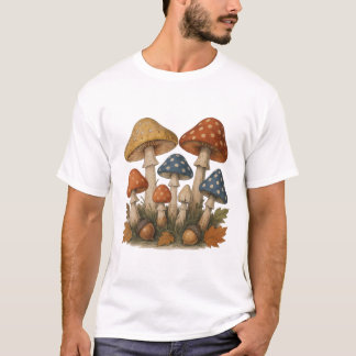Herbstmushroom-Design mit Akronen und Blätter T-Shirt