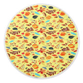 Herbstmuster auf Gelb Keramikknauf (Vorderseite)