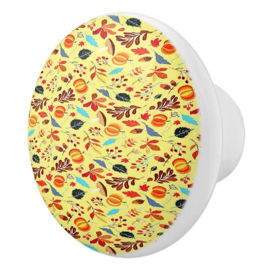 Herbstmuster auf Gelb Keramikknauf (Rechts)
