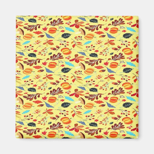 Herbstmuster auf Gelb Magnet (Vorne)