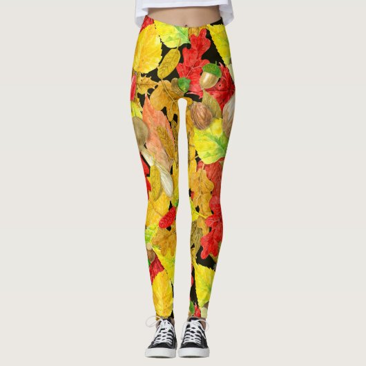 Herbstmuster der Wasserfarbe Leggings (Vorderseite)