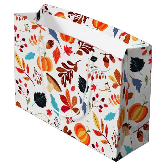Herbstmuster-Geschenktasche Große Geschenktüte (Rückseite Schrägansicht)