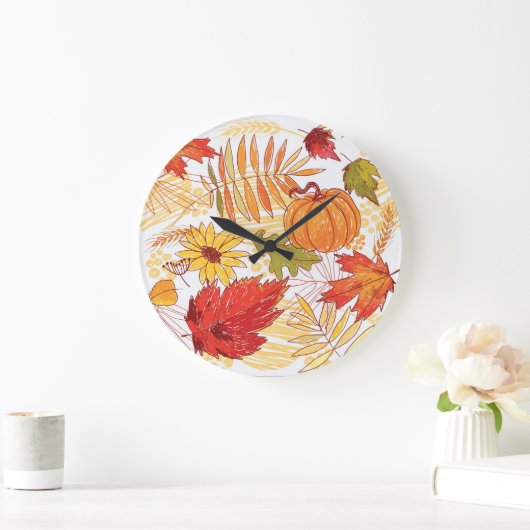 Herbstmuster Große Wanduhr (Zuhause)