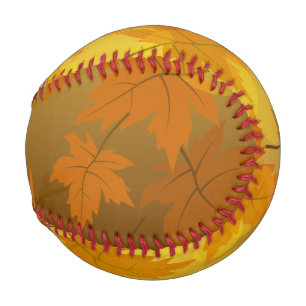 Herbstmuster mit abfallenden Ahorn-Blätter und Buc Baseball