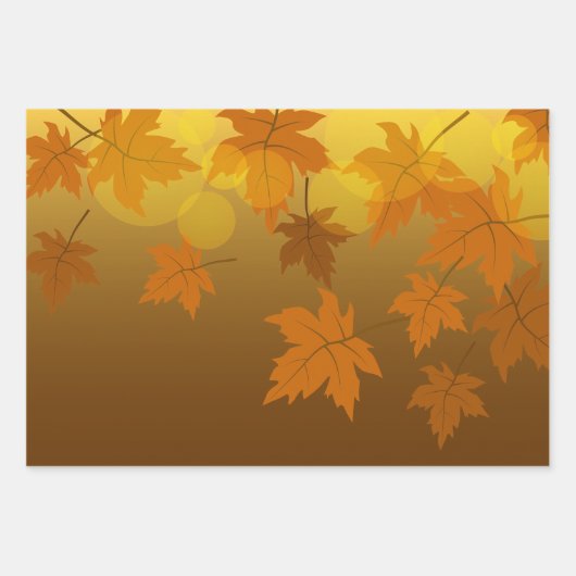 Herbstmuster mit abfallenden Ahorn-Blätter und Buc Geschenkpapier Set (Vorderseite 2)