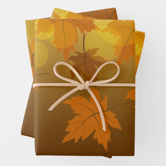 Herbstmuster mit abfallenden Ahorn-Blätter und Buc Geschenkpapier Set (Beispiel)