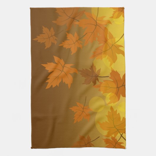 Herbstmuster mit abfallenden Ahorn-Blätter und Buc Geschirrtuch (Vertikal)