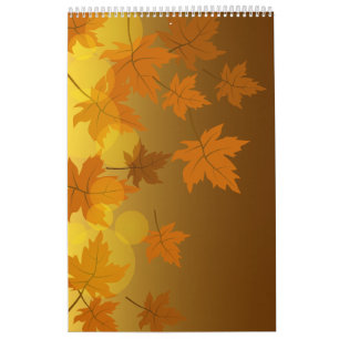Herbstmuster mit abfallenden Ahorn-Blätter und Buc Kalender