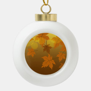 Herbstmuster mit abfallenden Ahorn-Blätter und Buc Keramik Kugel-Ornament