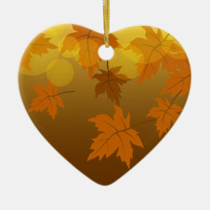 Herbstmuster mit abfallenden Ahorn-Blätter und Buc Keramik Ornament