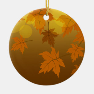 Herbstmuster mit abfallenden Ahorn-Blätter und Buc Keramik Ornament