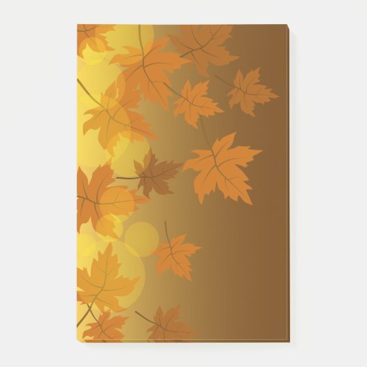 Herbstmuster mit abfallenden Ahorn-Blätter und Buc Post-it Klebezettel (Vorderseite)