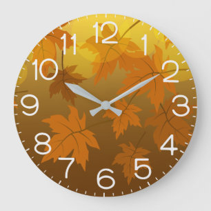 Herbstmuster mit fallenden Ahornblättern und Bokeh Große Wanduhr