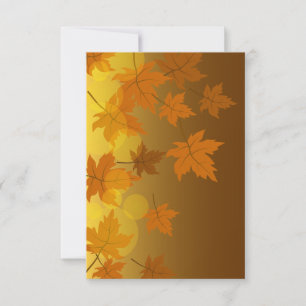 Herbstmuster mit fallenden Ahornblättern und Bokeh Karte