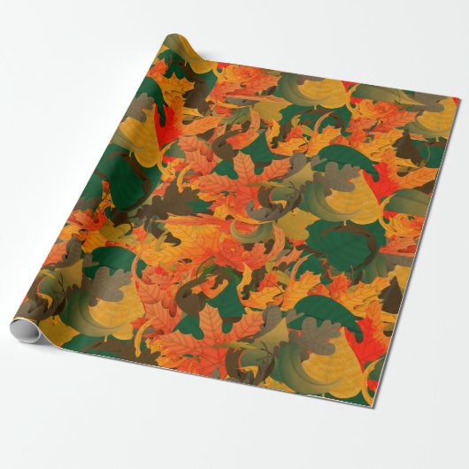 Herbstmuster mit fallenden Blättern Geschenkpapier (Ungerollt)