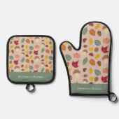 Herbstmuster Ofenhandschuh & Topflappen-Set (Vorderseite)