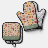 Herbstmuster Ofenhandschuh & Topflappen-Set (Vorderseite/Rückseite)