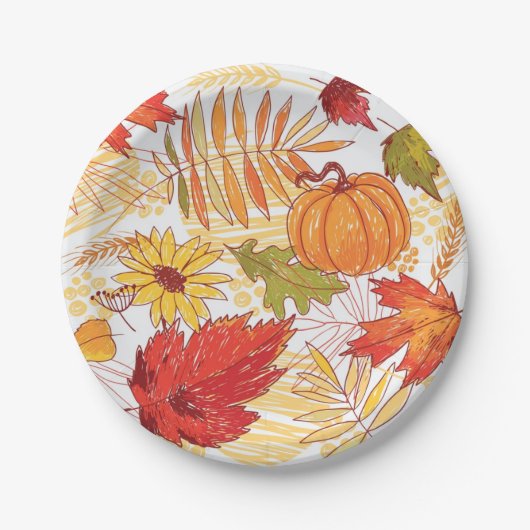 Herbstmuster Pappteller (Vorderseite)
