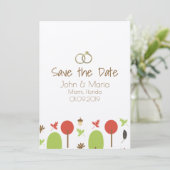 Herbstmuster Save the Date Kraft Einladung (Stehend Vorderseite)