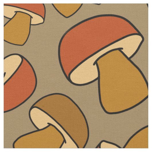 Herbstmuster von Porcino Mushroom Stoff (Nahaufnahme)