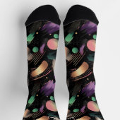 Herbstnacht Abstrakte Socken in Lila und grün (Oben)