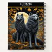 Herbstnacht heulen Wölfe auf dem Mond Notizblock (Rückseite)