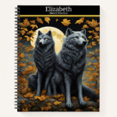 Herbstnacht heulen Wölfe auf dem Mond Notizblock (Vorderseite)