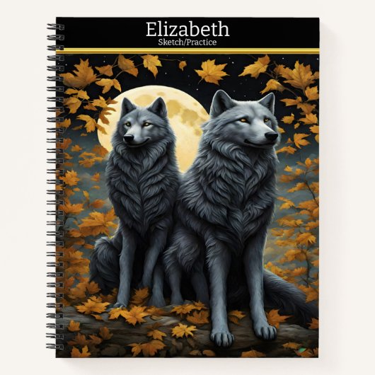 Herbstnacht heulen Wölfe auf dem Mond Notizblock (Vorderseite)