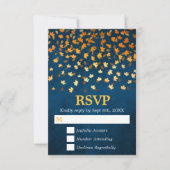 Herbstnächte Gold- und Blue Grunge-Hochzeit RSVP Karte (Vorderseite)