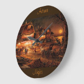 Herbstnächte im alten Stil Große Wanduhr (Winkel)