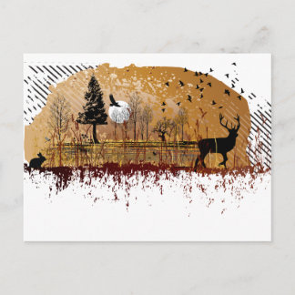 Herbstnachtszene Postkarte