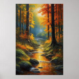 Herbstnähe, üppiger Wald Poster