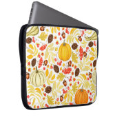 Herbstnahtloser Hintergrund mit Kürbis, Eicheln,  Laptopschutzhülle (Vorne Rechts)