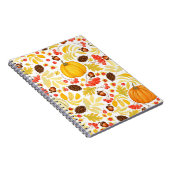 Herbstnahtloser Hintergrund mit Kürbis, Eicheln,  Notizblock (Rechte Seite)