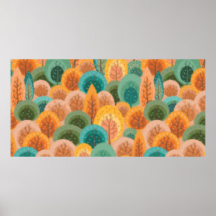 Herbstnahtloses Muster mit abstrakter flacher Hand Poster