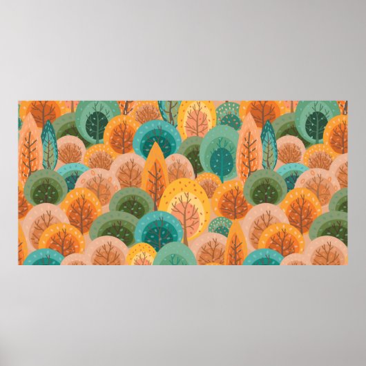 Herbstnahtloses Muster mit abstrakter flacher Hand Poster (Vorne)