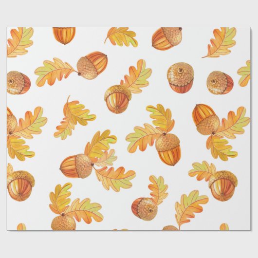 Herbstnahtloses Muster mit bunten Eichen-Blätter Geschenkpapier (Flach)