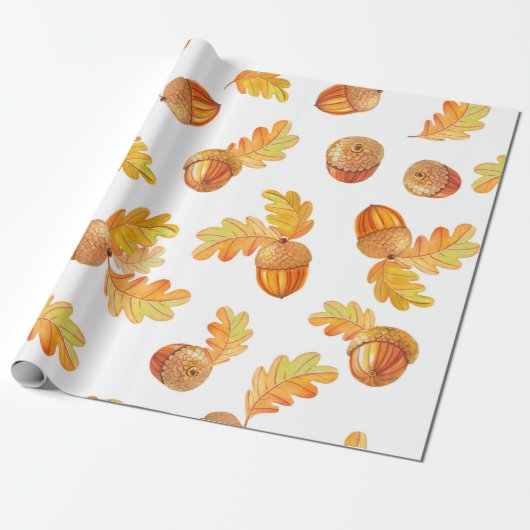 Herbstnahtloses Muster mit bunten Eichen-Blätter Geschenkpapier (Ungerollt)