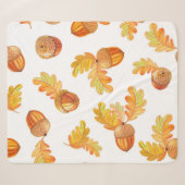 Herbstnahtloses Muster mit bunten Eichen-Blätter Sherpadecke (Vorderseite (Horizontal))