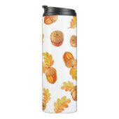 Herbstnahtloses Muster mit bunten Eichen-Blätter Thermosbecher (Nach rechts gedreht)