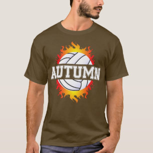 Herbstname Volleyball Spieler Girls Ball und Net S T-Shirt