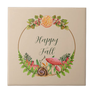 Herbstnatur mit anpassbarem Text Fliese