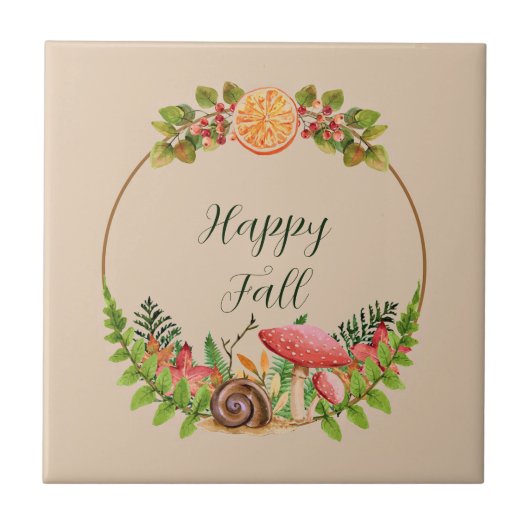 Herbstnatur mit anpassbarem Text Fliese (Vorderseite)