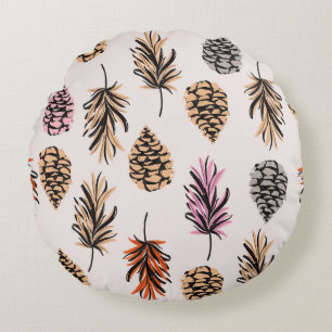 Herbstnatur: Trendy Vintag nahtlos. Rundes Kissen