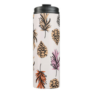 Herbstnatur: Trendy Vintag nahtlos. Thermosbecher