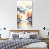 Herbstnebel über dem Bergsee Leinwanddruck (Insitu (Schlafzimmer))
