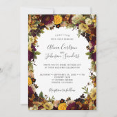 Herbstniederburgund florale rustikale schick Hochz Einladung (Vorderseite)