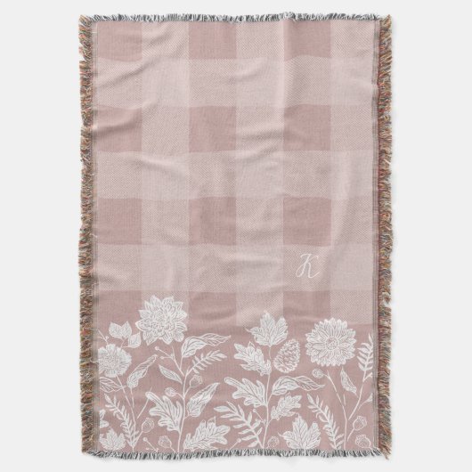 Herbstnoten Herbst Blume und Blätter Rosa Kariert Decke (Vorderseite Vertikal)